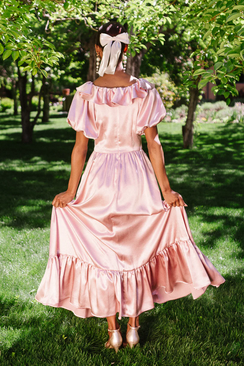 Billie Dress in Blush Satin - Image 4