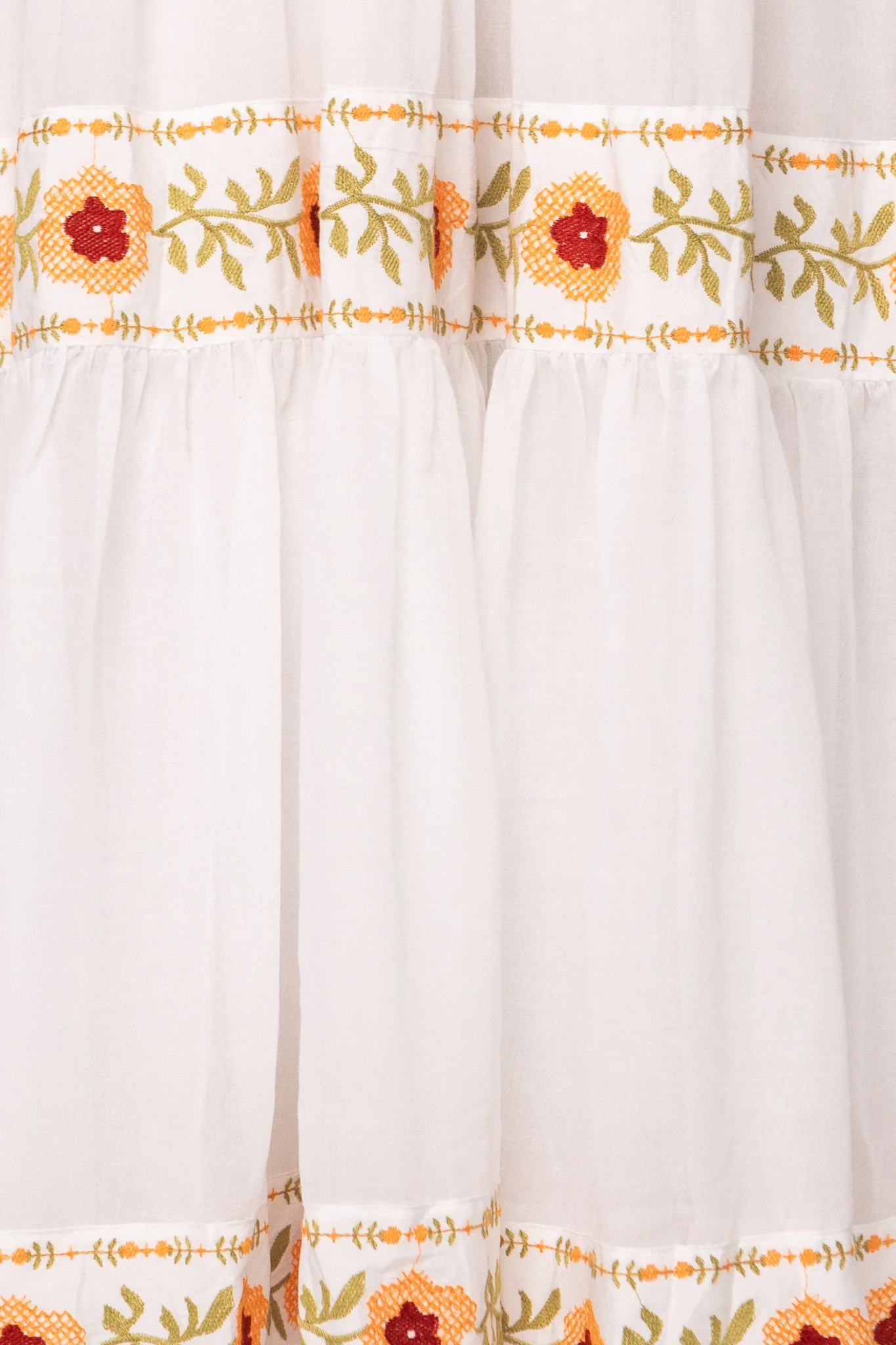 Katerina Dress in White with Floral Trim - Image 5