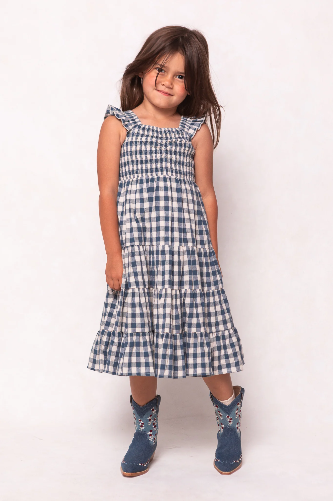 Mini Hailey Dress in Indigo Gingham - Image 4