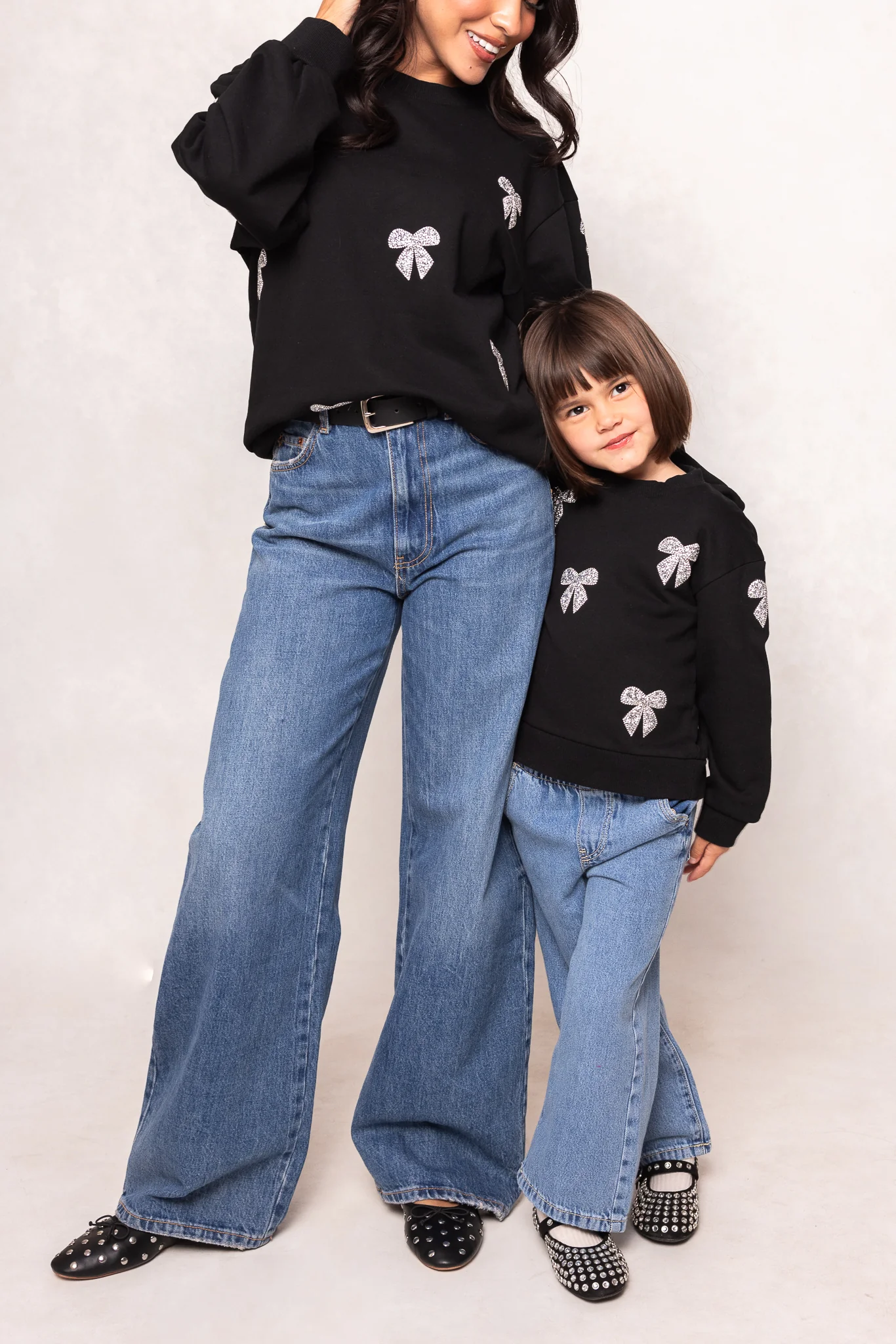 Mini Micah Crew Neck Sweatshirt in Black & Bows - Image 7